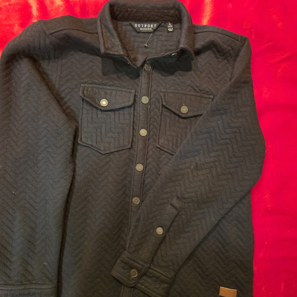 Outpost Kids Black Quilted Shirt Jacket